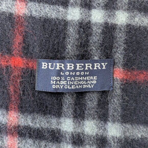 BurberryBlue Scarf  – Unisex Cashmere Check – Used – Soft Luxury Winter Wrap - Picture 3 of 7